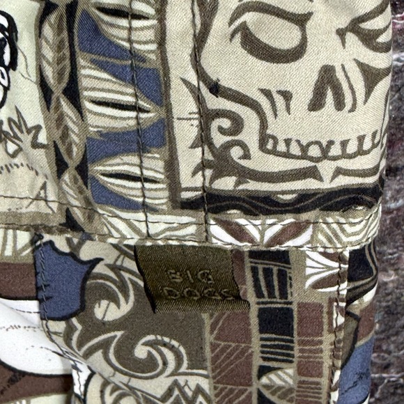 Vintage Big Dogs Swim Trunks Board Shorts Large Hawaiian Skull Tribal Aztec - Picture 5 of 12